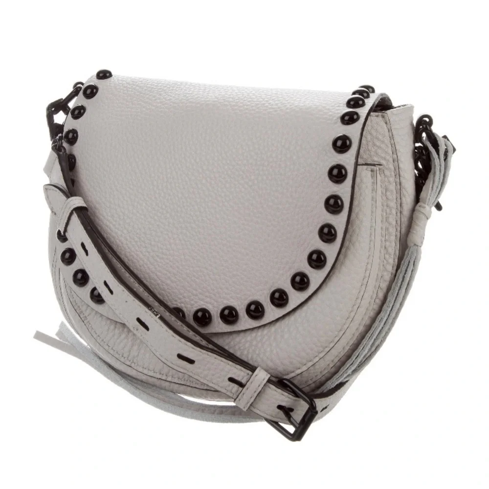 REBECCA MINKOFF. Studded Crossbody grey leather & suede. Outside bag excellent - Picture 2 of 11